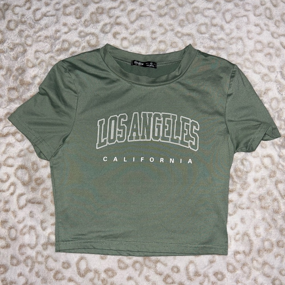 SHEIN Green Fitted Crop T-Shirt